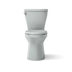 Two-piece elongated toilet with skirted trapway, 1.28 gpf