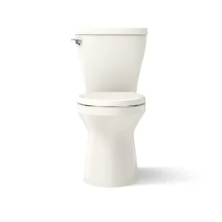 Two-piece elongated toilet with skirted trapway, 1.28 gpf