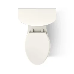 Two-piece elongated toilet with skirted trapway, 1.28 gpf