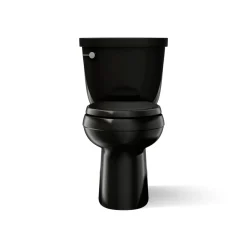 Two-piece elongated toilet with skirted trapway, 1.28 gpf