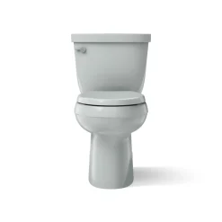 Two-piece elongated toilet with skirted trapway, 1.28 gpf