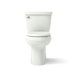 Two-piece elongated toilet with skirted trapway, 1.28 gpf