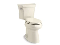 Two-piece elongated toilet with concealed trapway, 1.28 gpf
