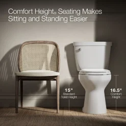 Two-piece elongated toilet with concealed trapway, 1.28 gpf