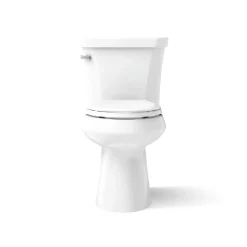 Two-piece elongated toilet with concealed trapway, 1.28 gpf