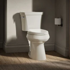 Two-piece elongated toilet with concealed trapway, 1.28 gpf