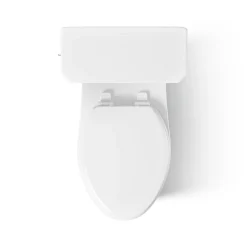 Two-piece elongated toilet with skirted trapway, 1.28 gpf