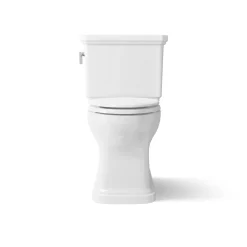 Two-piece elongated toilet with skirted trapway, 1.28 gpf