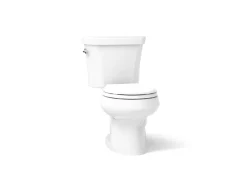 Two-piece round-front toilet, dual-flush