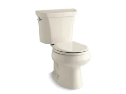 Two-piece round-front toilet, dual-flush