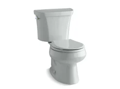 Two-piece round-front toilet, dual-flush