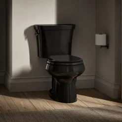 Two-piece round-front toilet, dual-flush
