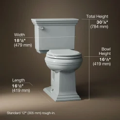Two-piece round-front toilet, 1.28 gpf
