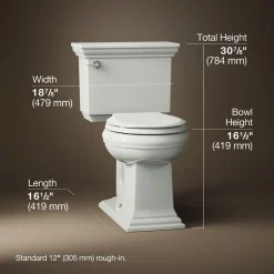 Two-piece round-front toilet, 1.28 gpf