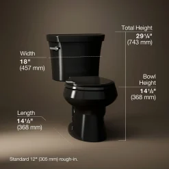 Two-piece round-front toilet, 1.28 gpf