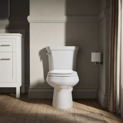 Two-piece round-front toilet, 1.28 gpf
