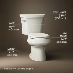 Two-piece round-front toilet, 1.28 gpf