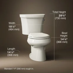 Two-piece round-front toilet, 1.28 gpf