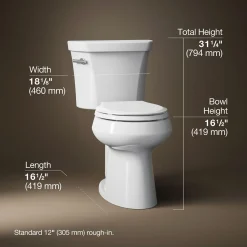 Two-piece round-front toilet, 1.28 gpf