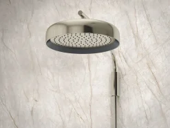 Two-way exposed thermostatic valve with shower column for rainhead and handshower
