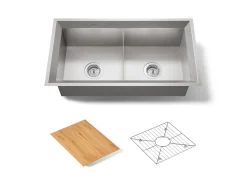 33" undermount double-bowl kitchen sink