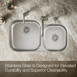 35-1/4 undermount double-bowl kitchen sink