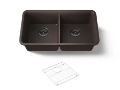 33-1/2" undermount double-bowl kitchen sink