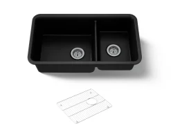 33-1/2" undermount double-bowl kitchen sink