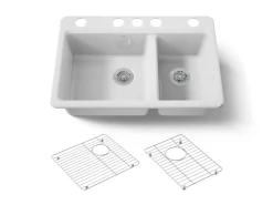 33" undermount double-bowl kitchen sink