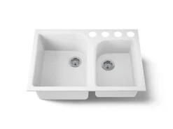 33" undermount double-bowl kitchen sink
