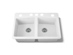 33" undermount double-bowl kitchen sink