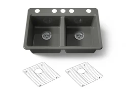 33" undermount double-bowl kitchen sink