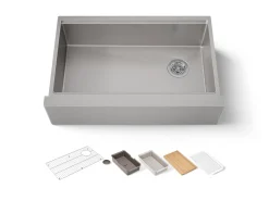 32-1/2" undermount single-bowl farmhouse workstation kitchen sink