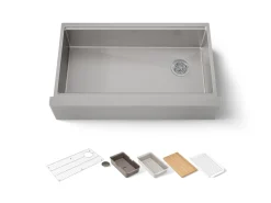 35-1/2" undermount single-bowl farmhouse workstation kitchen sink