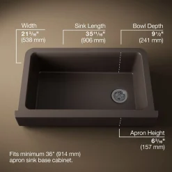 Undermount single-bowl farmhouse kitchen sink