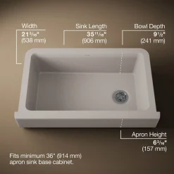 Undermount single-bowl farmhouse kitchen sink