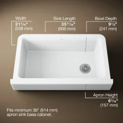 Undermount single-bowl farmhouse kitchen sink