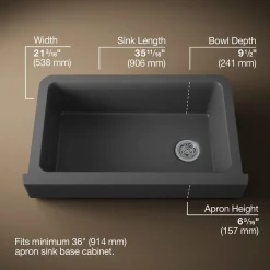 Undermount single-bowl farmhouse kitchen sink