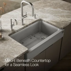 Undermount single-bowl farmhouse kitchen sink