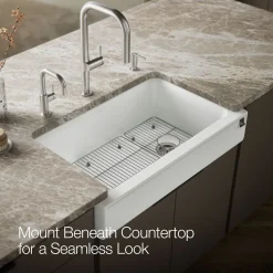 Undermount single-bowl farmhouse kitchen sink