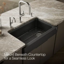 Undermount single-bowl farmhouse kitchen sink