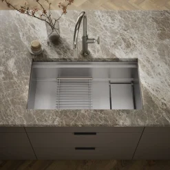 33-3/4" undermount single-bowl kitchen sink