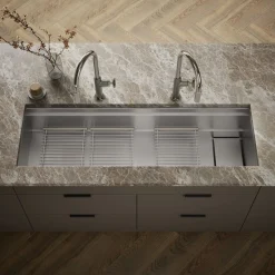 57-3/4" undermount single-bowl kitchen sink