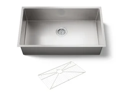 32" undermount single-bowl kitchen sink with accessories