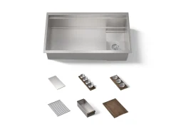 33-3/4" undermount single-bowl workstation kitchen sink