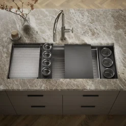 45-3/4" undermount single-bowl workstation kitchen sink