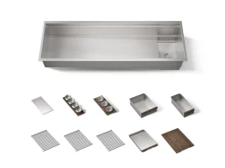57-3/4" undermount single-bowl workstation kitchen sink