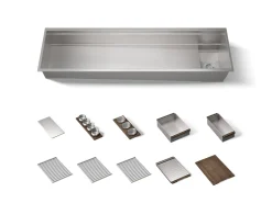 69-3/4" undermount single-bowl workstation kitchen sink