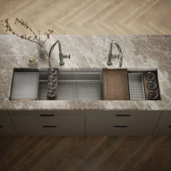 69-3/4" undermount single-bowl workstation kitchen sink
