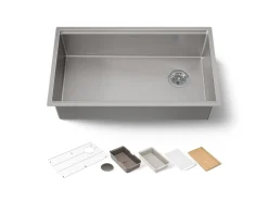 32" undermount single-bowl workstation kitchen sink